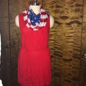 Sleeveless Red midi dress.